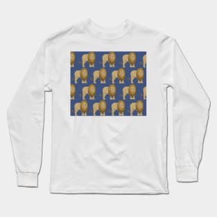 Amazing Lion on navy Long Sleeve T-Shirt